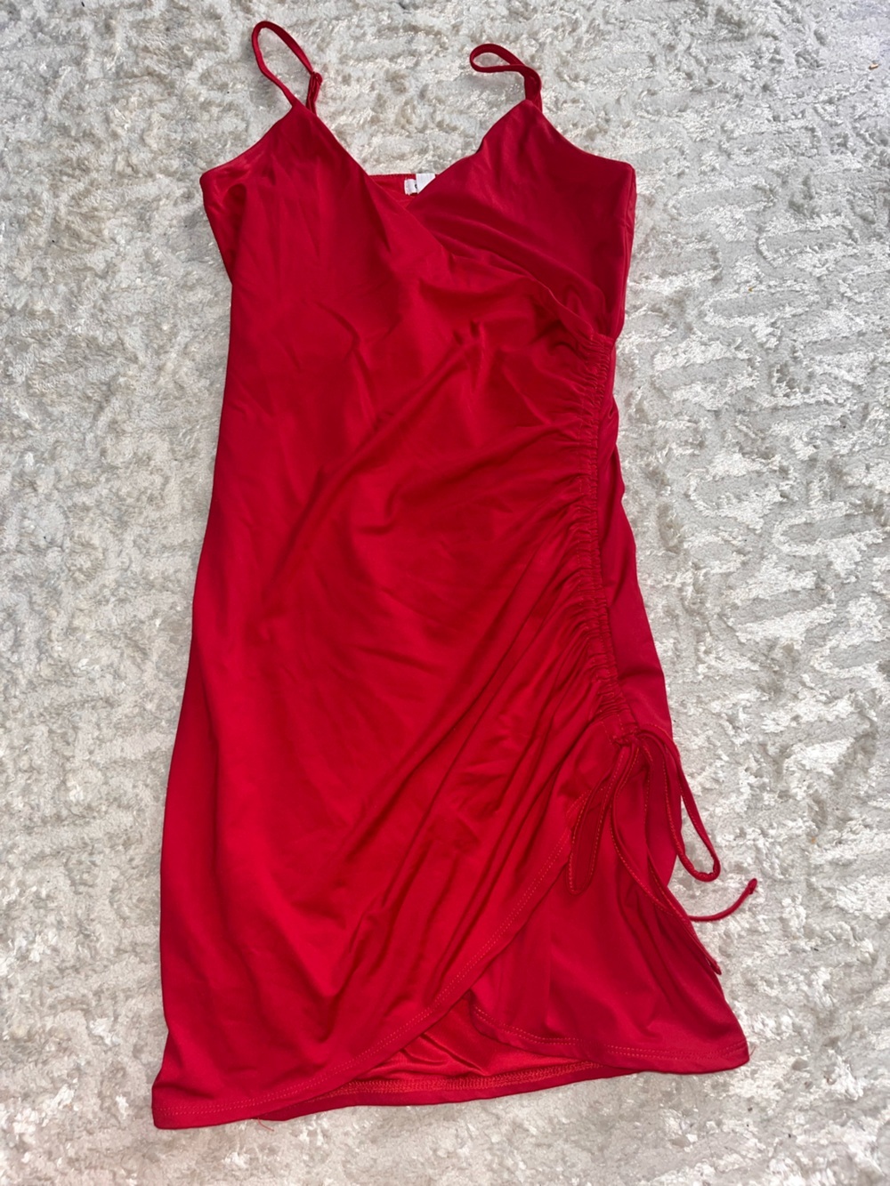 Garage Women’s Red mini Dress with Adjustable Side Ruche